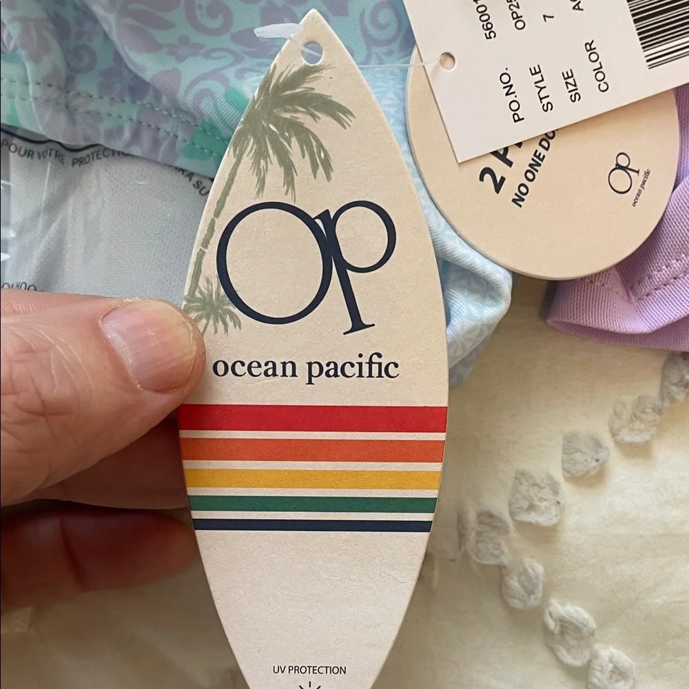 OP Pastel Patterned Swimwear lavender purple aqua nwt